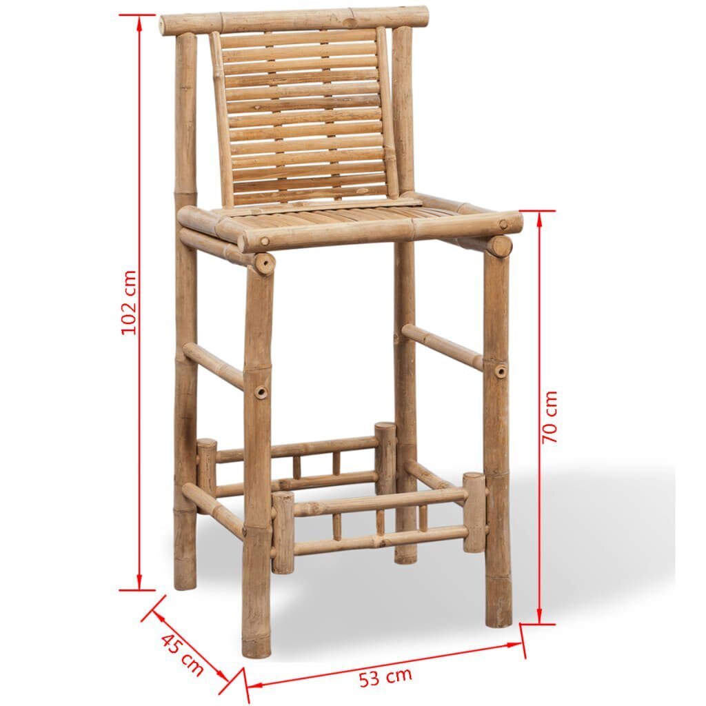 vidaXL bāra krēsli, 2 gab., bambuss cena un informācija | Virtuves un ēdamistabas krēsli | 220.lv