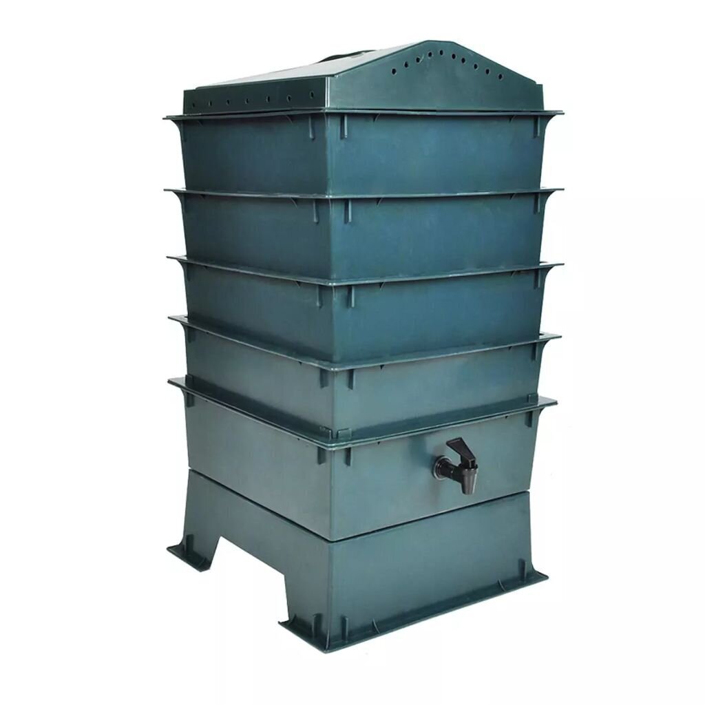 vidaXL tārpu māja kompostam, 42x42x60 cm, 4 paplātes cena un informācija | Komposta kastes un āra konteineri | 220.lv