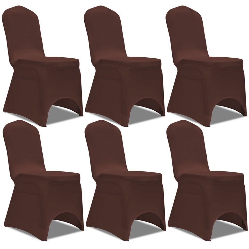 vidaXL elastīgi krēslu pārvalki, 6 gab., brūni cena un informācija | Mēbeļu pārvalki | 220.lv