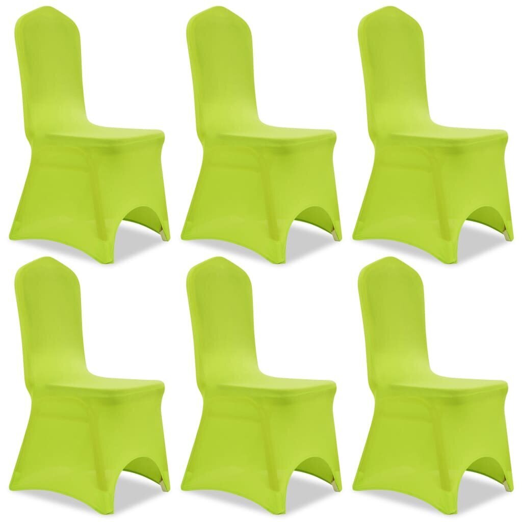 vidaXL krēslu pārvalki, 6 gab., zaļi, elastīgi cena un informācija | Mēbeļu pārvalki | 220.lv