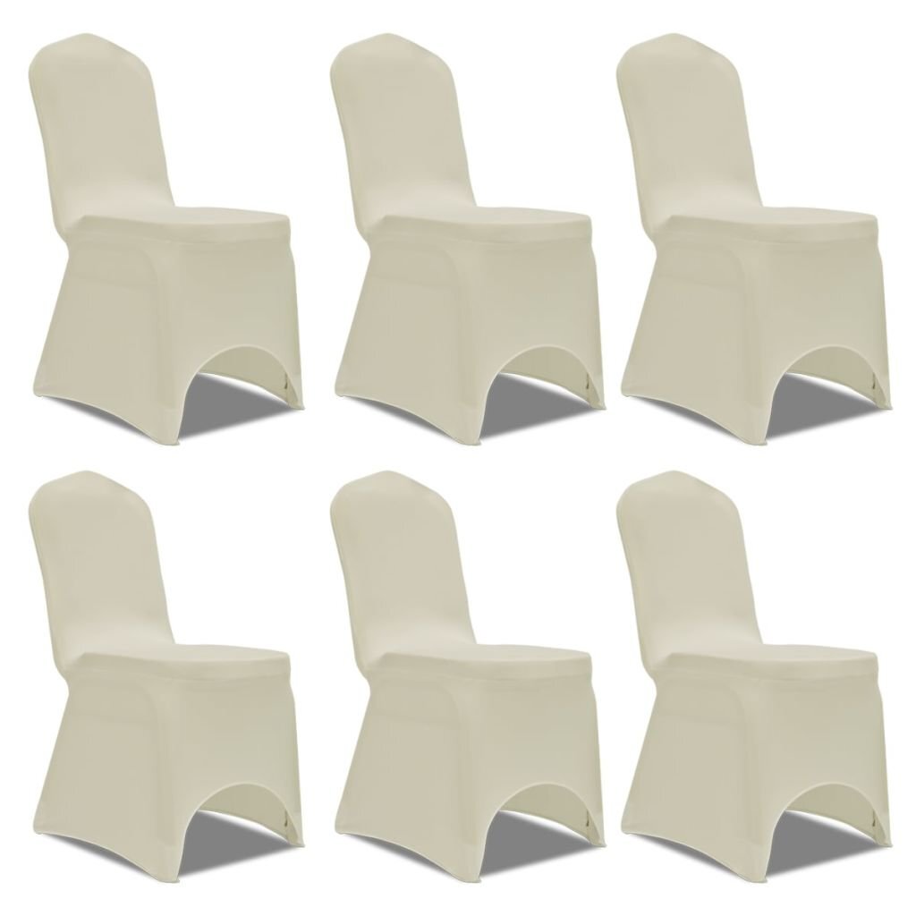 Elastīgs krēsla pārklājs krēmkrāsas 6 gab. cena un informācija | Mēbeļu pārvalki | 220.lv