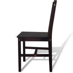 vidaXL virtuves krēsli, 4 gab., tumši brūni, priedes koks cena un informācija | Virtuves un ēdamistabas krēsli | 220.lv