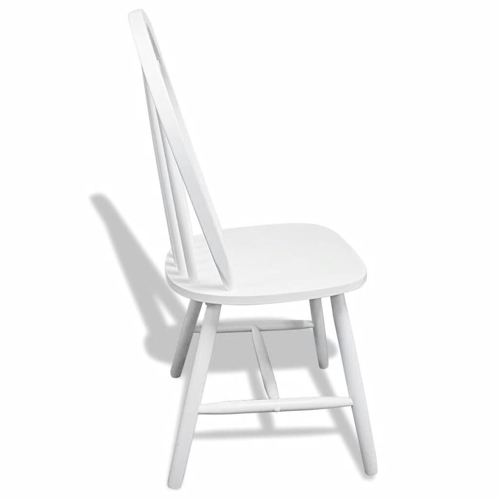 vidaXL virtuves krēsli, 2 gab., balti, masīvs gumijkoks cena un informācija | Virtuves un ēdamistabas krēsli | 220.lv