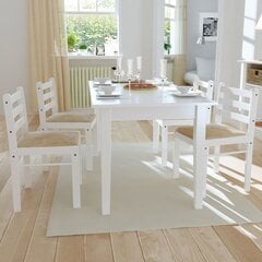 vidaXL virtuves krēsli, 4 gab., balts, masīvs gumijkoks un samts cena un informācija | Virtuves un ēdamistabas krēsli | 220.lv