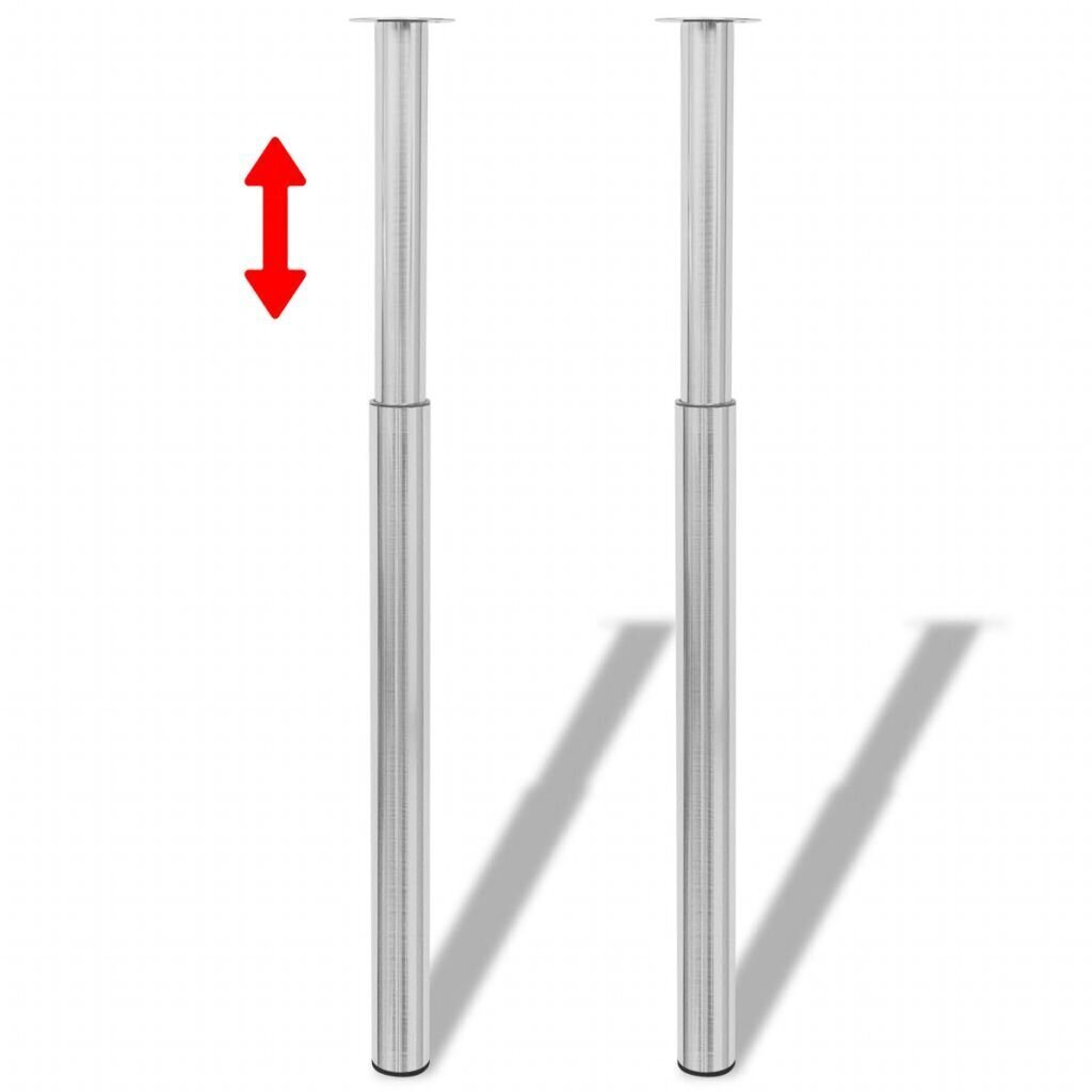 2 saliekamas galda kājas ar matētu niķeli, 710 mm-1100 mm cena un informācija | Mēbeļu kājas | 220.lv