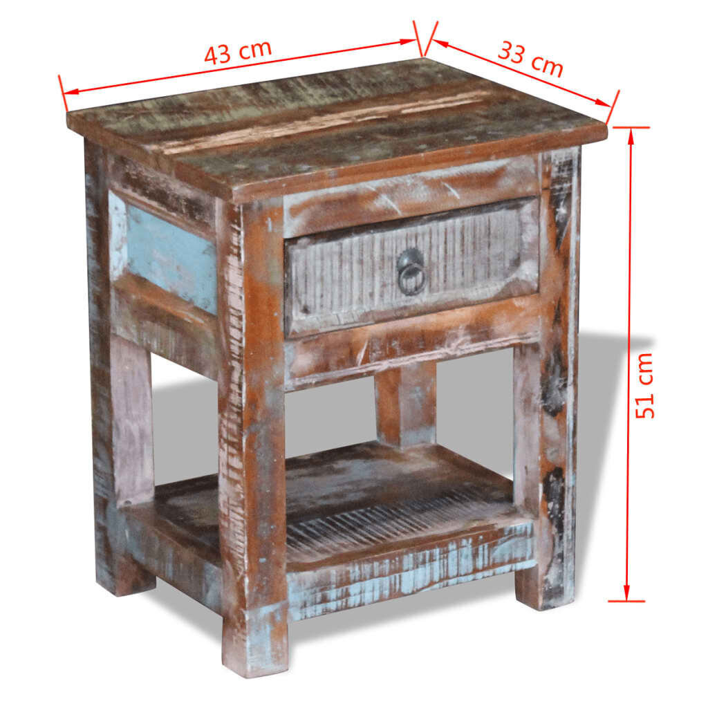 vidaXL galdiņš ar atvilktni, 43x33x51 cm, pārstrādāts koks cena un informācija | Žurnālgaldiņi | 220.lv