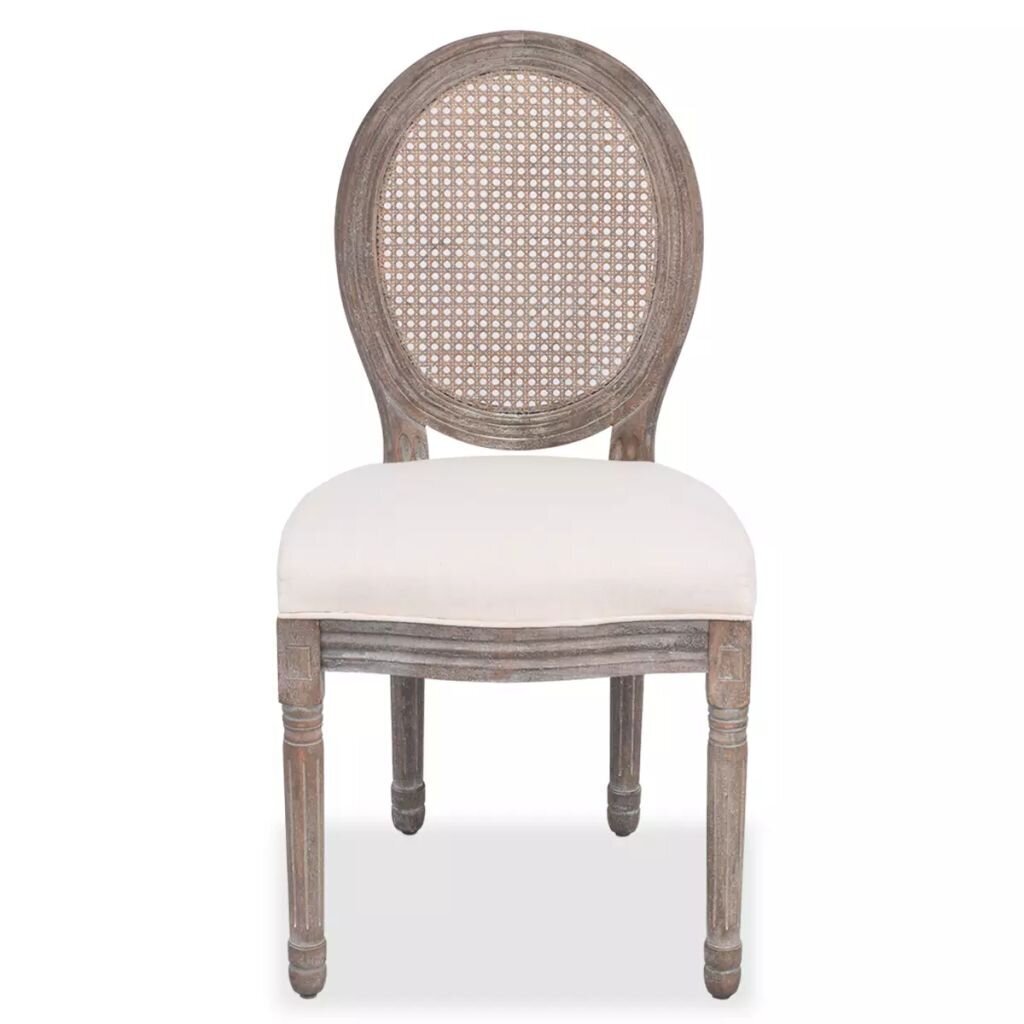 vidaXL virtuves krēsli, 4 gab., krēmkrāsas audums cena un informācija | Virtuves un ēdamistabas krēsli | 220.lv