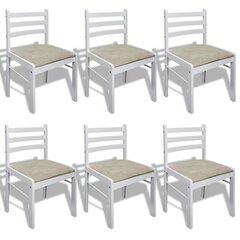6 деревянных обеденных стульев с квадратной спинкой, белые цена и информация | Стулья для кухни и столовой | 220.lv
