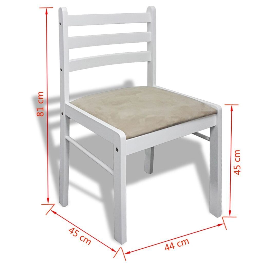 vidaXL virtuves krēsli, 6 gab., balts masīvkoks un samts cena un informācija | Virtuves un ēdamistabas krēsli | 220.lv
