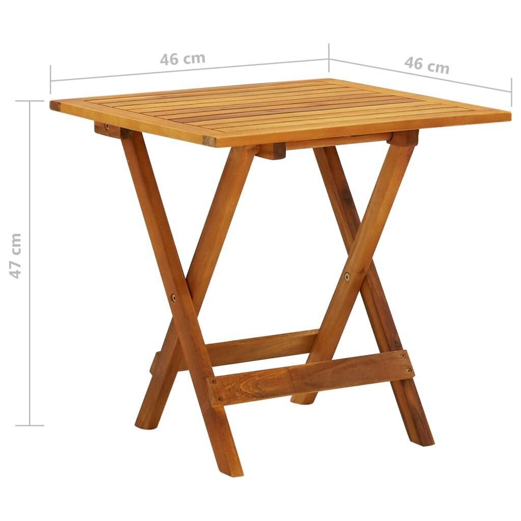 vidaXL bistro galds, 46x46x47 cm, akācijas masīvkoks cena un informācija | Dārza galdi | 220.lv