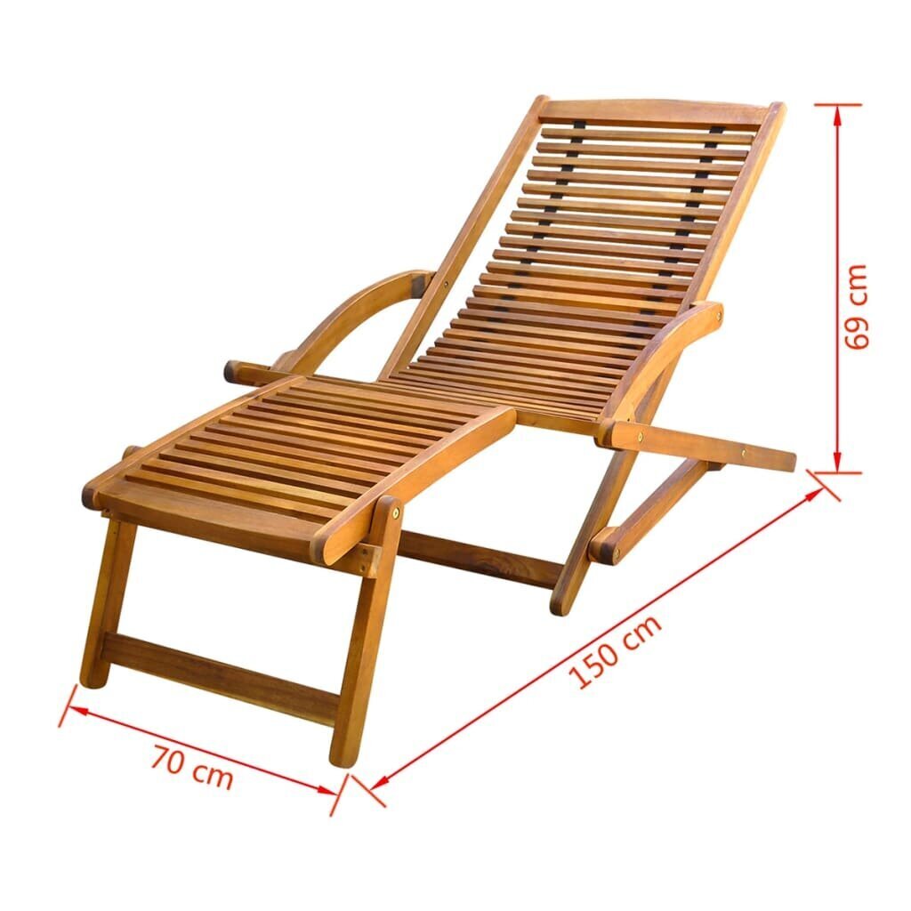 vidaXL pludmales krēsls ar kāju balstu, akācijas masīvkoks cena un informācija | Sauļošanās krēsli | 220.lv