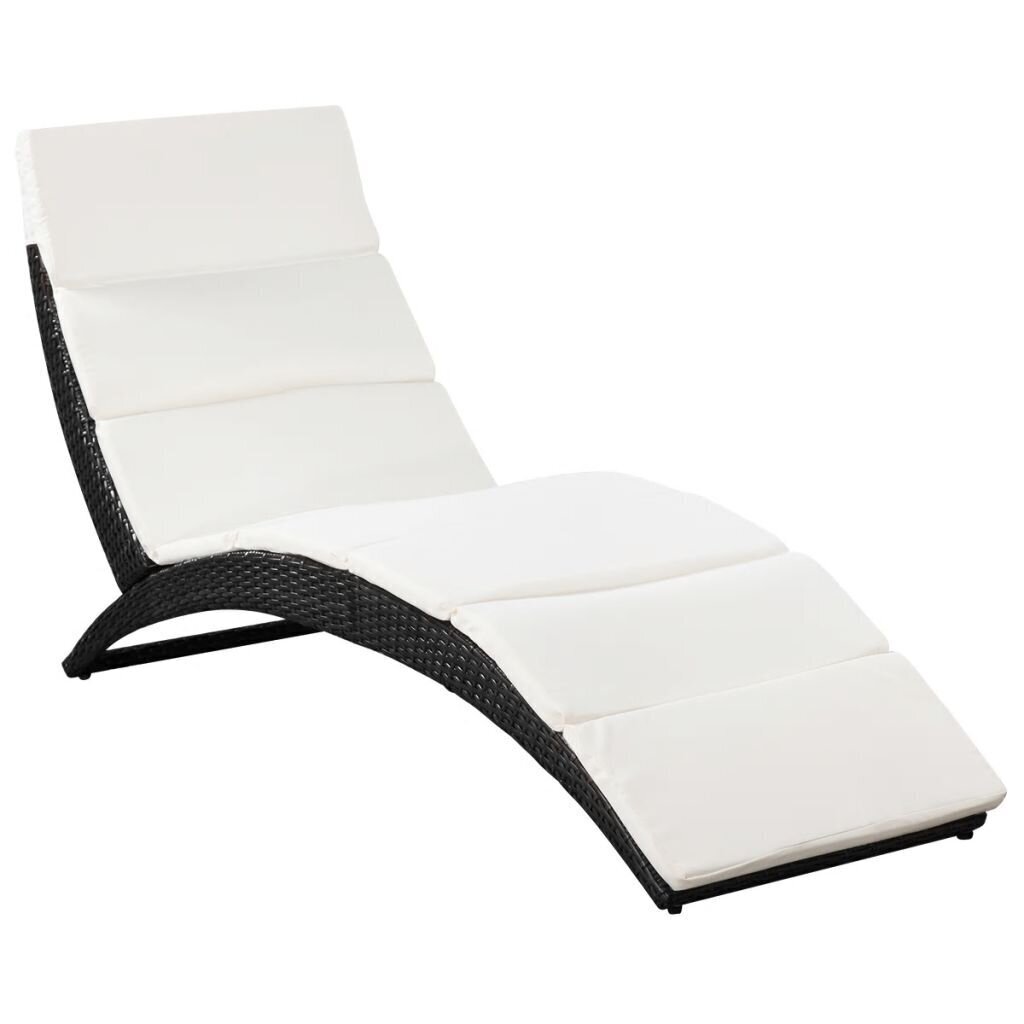 vidaXL saliekams sauļošanās zvilnis ar matraci, melna PE rotangpalma цена и информация | Sauļošanās krēsli | 220.lv