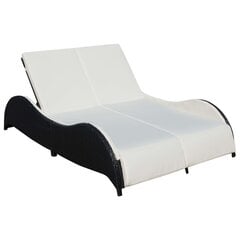 vidaXL divvietīgs sauļošanās zvilnis ar matraci, melna PE rotangpalma cena un informācija | Sauļošanās krēsli | 220.lv