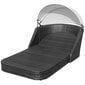 vidaXL sauļošanās zvilnis ar jumtiņu, melna PE rotangpalma cena un informācija | Sauļošanās krēsli | 220.lv