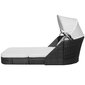 vidaXL sauļošanās zvilnis ar jumtiņu, melna PE rotangpalma cena un informācija | Sauļošanās krēsli | 220.lv