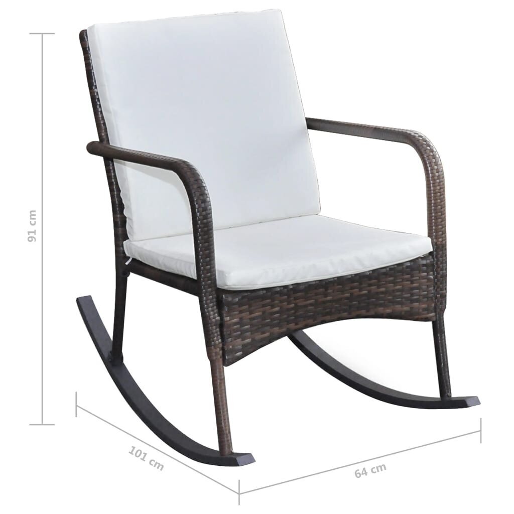 vidaXL dārza šūpuļkrēsls, brūns, PE rotangpalma цена и информация | Dārza krēsli | 220.lv