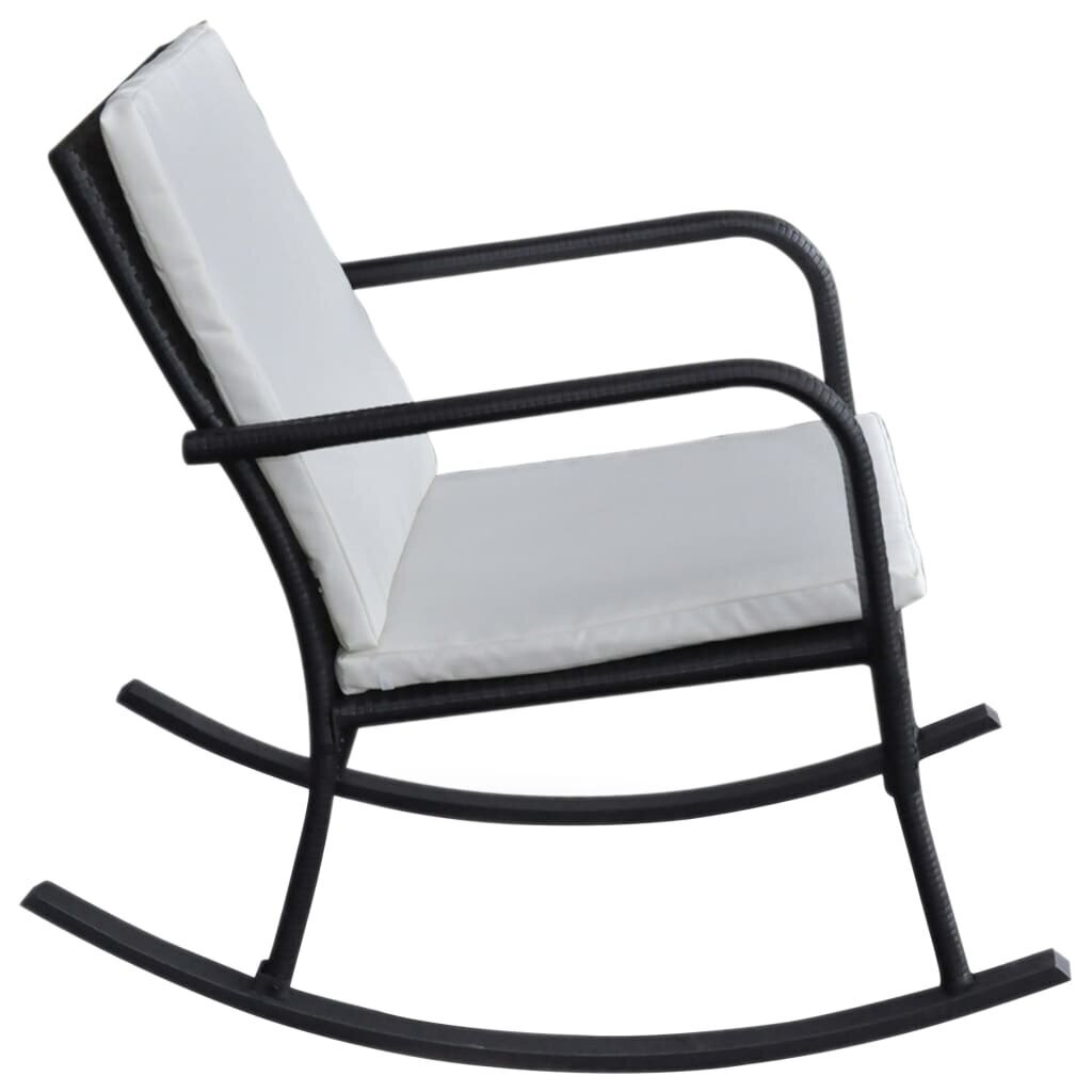 vidaXL dārza šūpuļkrēsls, melns, PE rotangpalma cena un informācija | Dārza krēsli | 220.lv