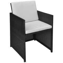 vidaXL dārza krēsli, 2 gb., matrači un spilveni, PE rotangpalma, melni cena un informācija | Dārza krēsli | 220.lv
