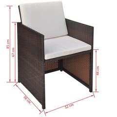 vidaXL dārza krēsli, 2 gb., matrači un spilveni, PE rotangpalma, brūni cena un informācija | Dārza krēsli | 220.lv