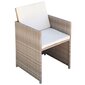 vidaXL dārza krēsli, 2 gb., matrači un spilveni, PE rotangpalma, bēši cena un informācija | Dārza krēsli | 220.lv