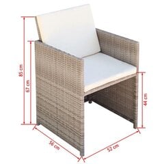 vidaXL dārza krēsli, 2 gb., matrači un spilveni, PE rotangpalma, bēši cena un informācija | Dārza krēsli | 220.lv