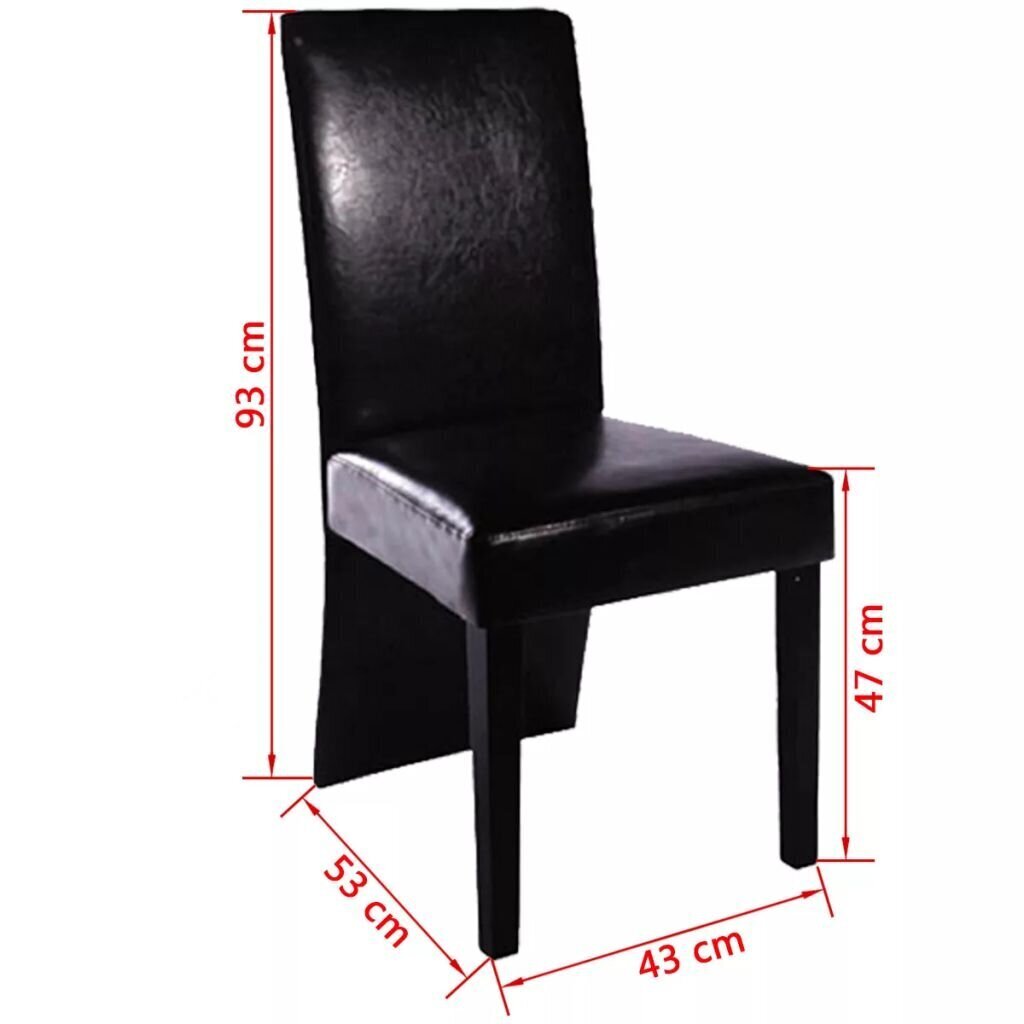 vidaXL virtuves krēsli, 4 gab., melna mākslīgā āda cena un informācija | Virtuves un ēdamistabas krēsli | 220.lv