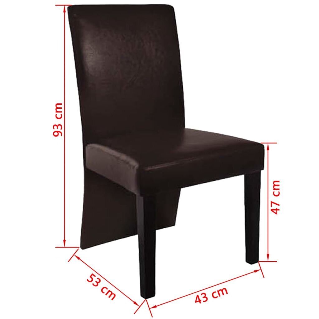 vidaXL virtuves krēsli, 4 gab., tumši brūna mākslīgā āda cena un informācija | Virtuves un ēdamistabas krēsli | 220.lv