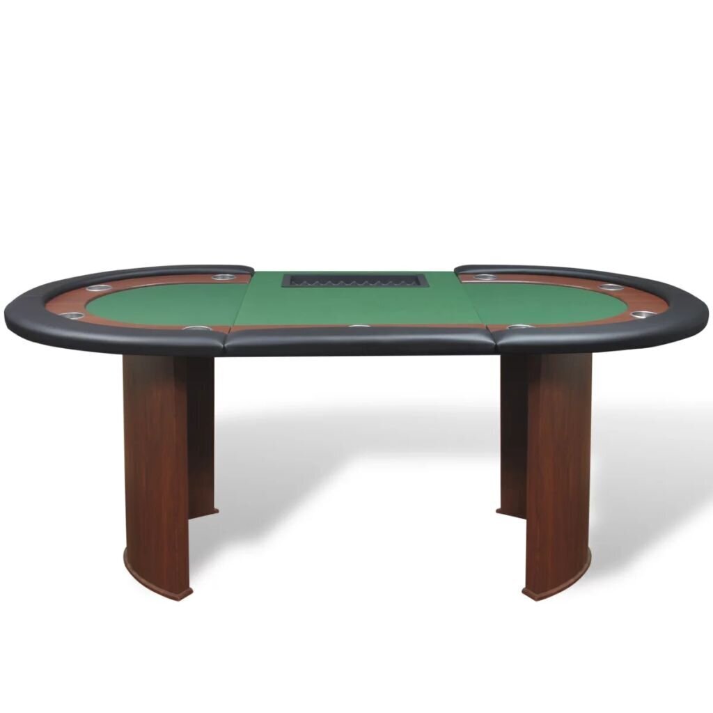 vidaXL pokera galds 10 personām ar vietu dīlerim, žetonu paplāte, zaļš цена и информация | Azartspēles, pokers | 220.lv