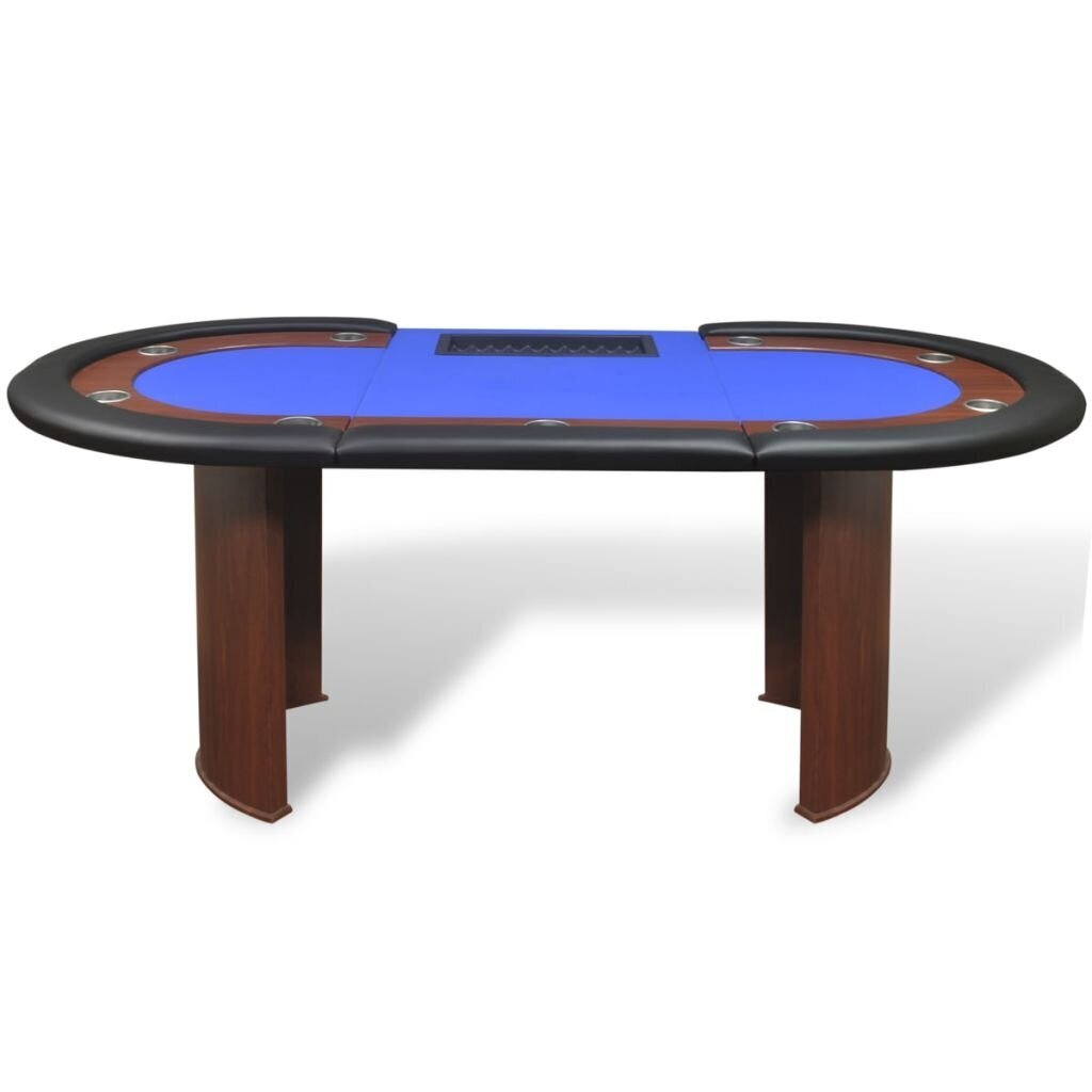 vidaXL pokera galds 10 personām ar vietu dīlerim, žetonu paplāte, zils cena un informācija | Azartspēles, pokers | 220.lv