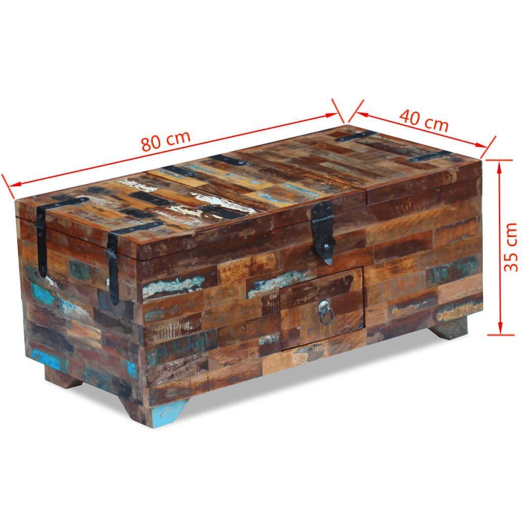 vidaXL kafijas galdiņa lāde no cieta, atgūtas koksnes, 80x40x35 cm cena un informācija | Žurnālgaldiņi | 220.lv
