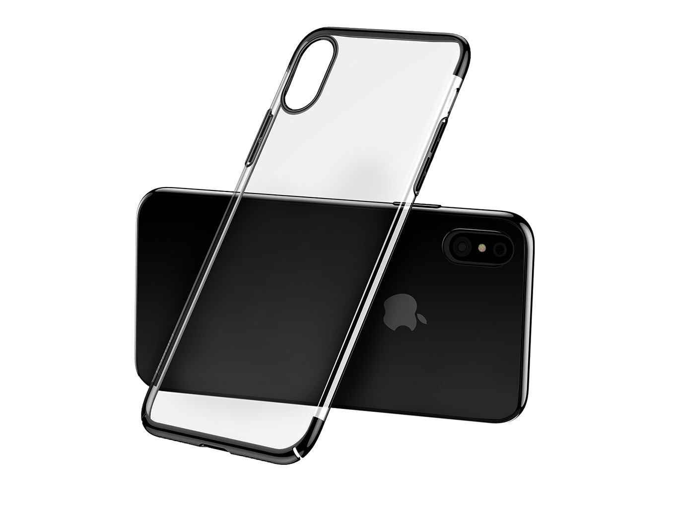 Baseus Glitter Case Impact Silicone Case for Apple iPhone X Transparent - Black цена и информация | Telefonu vāciņi, maciņi | 220.lv