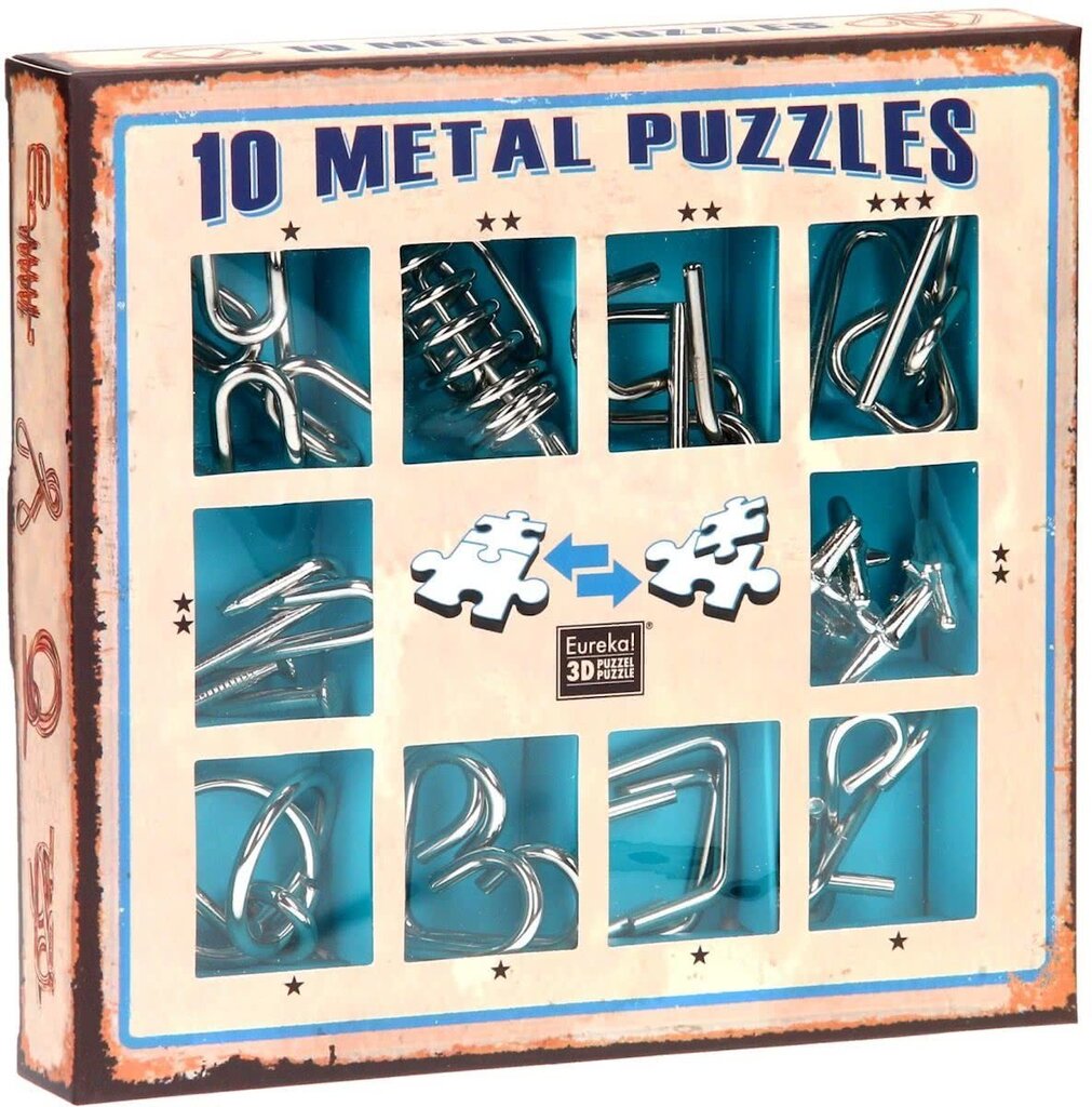 Puzles komplekts,10 Metall Puzzle, zils, 473356 cena un informācija | Galda spēles | 220.lv