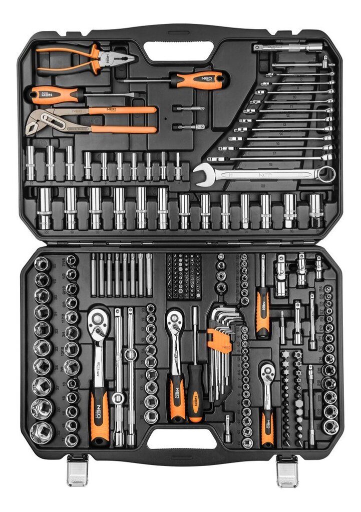 Instrumentu komplekts 1/4", 3/8", 1/2", 233 gab. NEO 08-681 cena un informācija | Rokas instrumenti | 220.lv