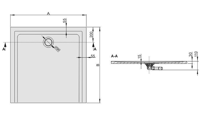 Dušas paliktnis Sanplast Space Mineral B-M/Space 120x120x1,5 ar neslīdošu pamatni, krāsa pelēka цена и информация | Dušas paliktņi | 220.lv