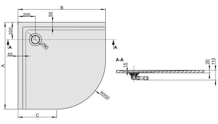 Dušas paliktnis Sanplast Space Mineral BP-M/Space 90x90x1,5, ar neslīdošu pamatni, krāsa pelēks asfalts цена и информация | Dušas paliktņi | 220.lv