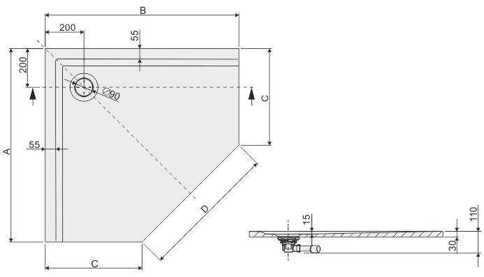 Dušo padėklas Sanplast Space Mineral BPK-M/Space 90x90x1,5, su neslystančiu pagrindu, spalva šviesiai ruda cena un informācija | Dušas paliktņi | 220.lv