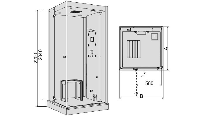 Ūdens masāžas dušas kabīne Sanplast KN/Space Line-HP 100x100 L цена и информация | Hidromasāžas dušas kabīnes | 220.lv