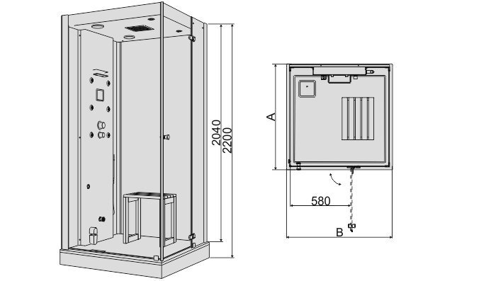 Ūdens masāžas dušas kabīne Sanplast KN/Space Line-HP 100x100 P цена и информация | Hidromasāžas dušas kabīnes | 220.lv