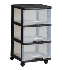 Atvilkltņu sistēma ar 3 atvilktnēm 20L Drawer System 37x39x61cm melna/caurspīdīga cena un informācija | Veļas grozi un mantu uzglabāšanas kastes | 220.lv