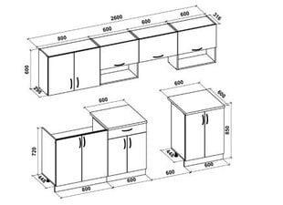 Virtuve Viola 260 cm cena un informācija | Virtuves komplekti | 220.lv