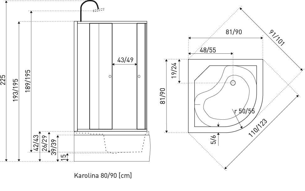 Ūdens masāžas dušas kabīne Kerra Karolina цена и информация | Hidromasāžas dušas kabīnes | 220.lv