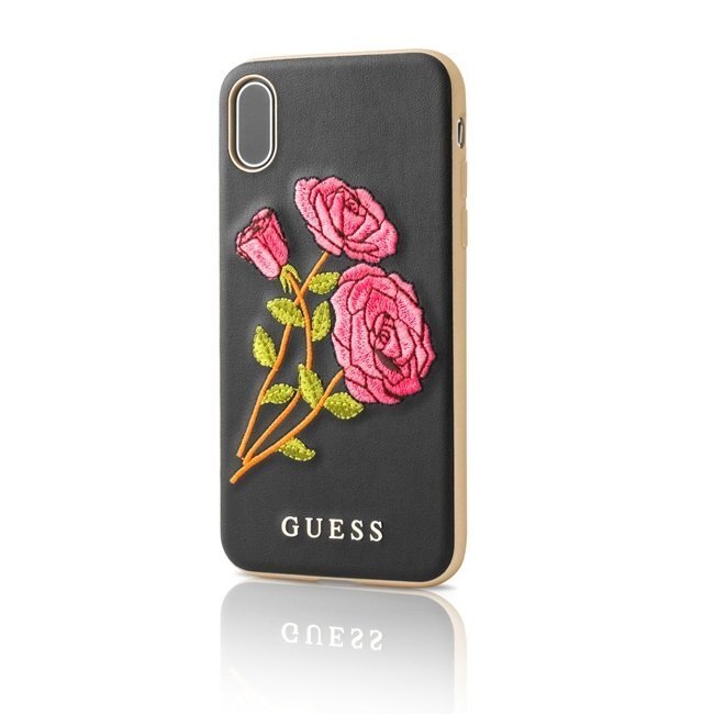 Guess Flower Desire aizmugurējais vāciņš priekš Apple iPhone X / iPhone 10, melns cena un informācija | Telefonu vāciņi, maciņi | 220.lv