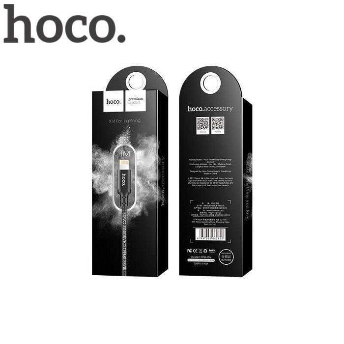 Hoco X14 Premium Izturīgs Auduma Lightning uz USB Datu & Ātras 2.4A Uzlādes Kabelis 1m (MD818) Melns цена и информация | Kabeļi un vadi | 220.lv