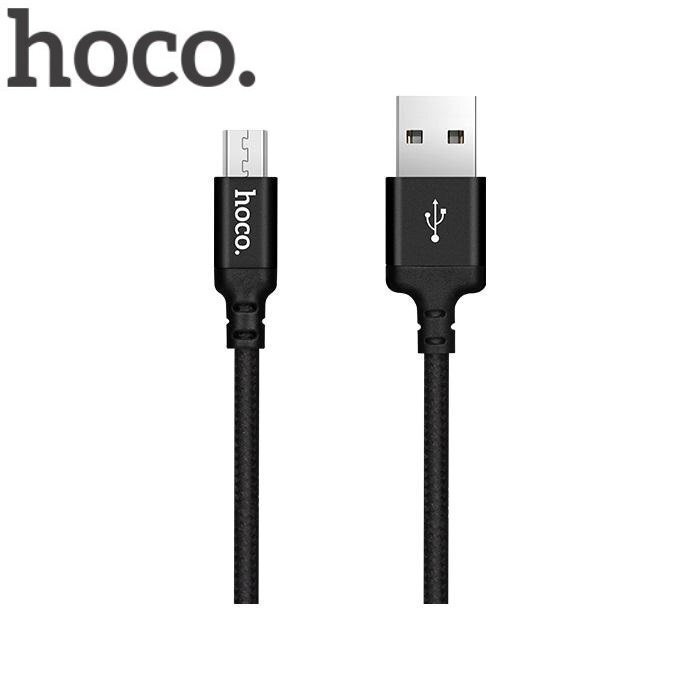 Hoco X14 Premium Izturīgs Auduma Universāls Micro USB uz USB Datu & Ātras 2.4A Uzlādes Kabelis 2m Melns cena un informācija | Savienotājkabeļi | 220.lv