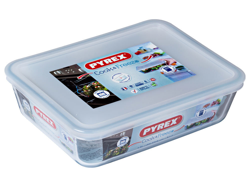 PYREX karstumizturīgs trauks Cook & Freeze, 22x17 cm, 1,6 l cena un informācija | Cepamais papīrs, trauki, formas | 220.lv