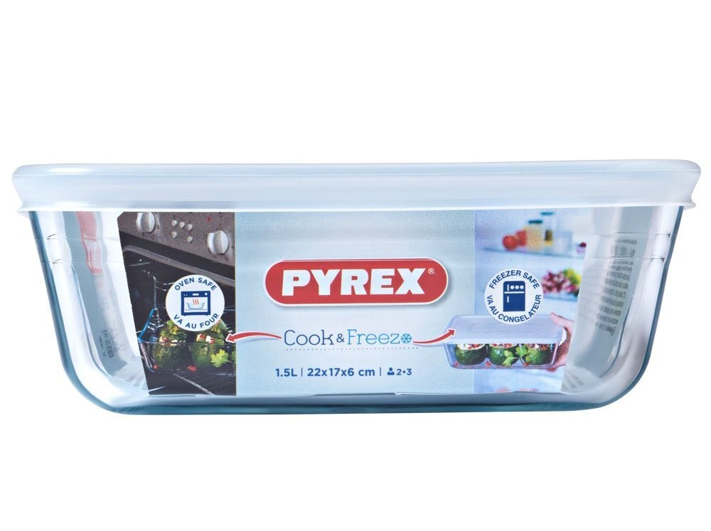 PYREX karstumizturīgs trauks Cook & Freeze, 22x17 cm, 1,6 l cena un informācija | Cepamais papīrs, trauki, formas | 220.lv