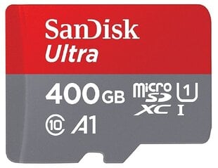 Atmiņas kate Sandisk 400GB Ultra Android microSDXC + SD Adapter + Memory Zone App 100MB/s A1 Class 10 UHS-I cena un informācija | Atmiņas kartes mobilajiem telefoniem | 220.lv