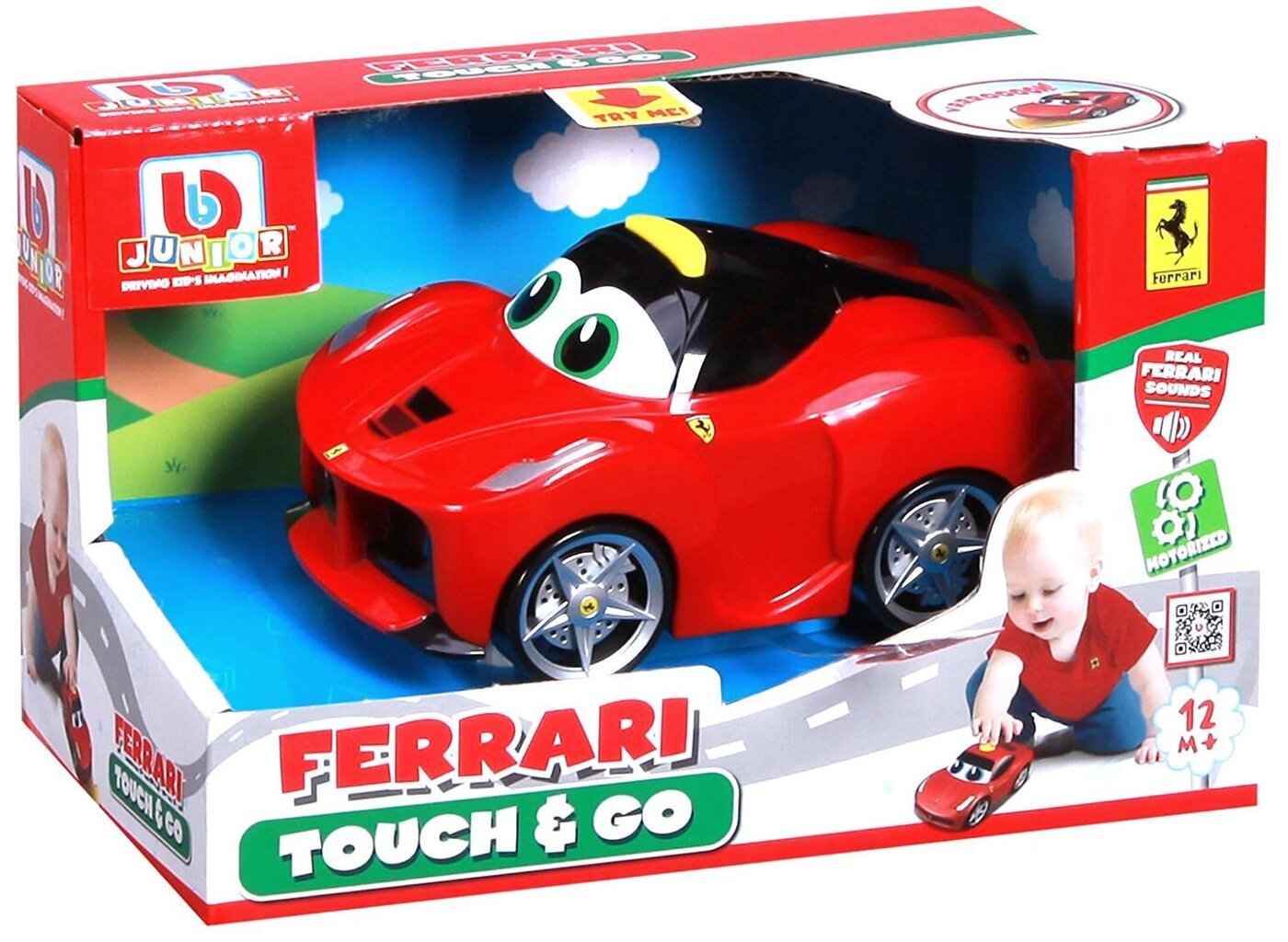 Automašīna Bburago Junior Ferrari Touch & Go, 16-81606 cena un informācija | Rotaļlietas zīdaiņiem | 220.lv