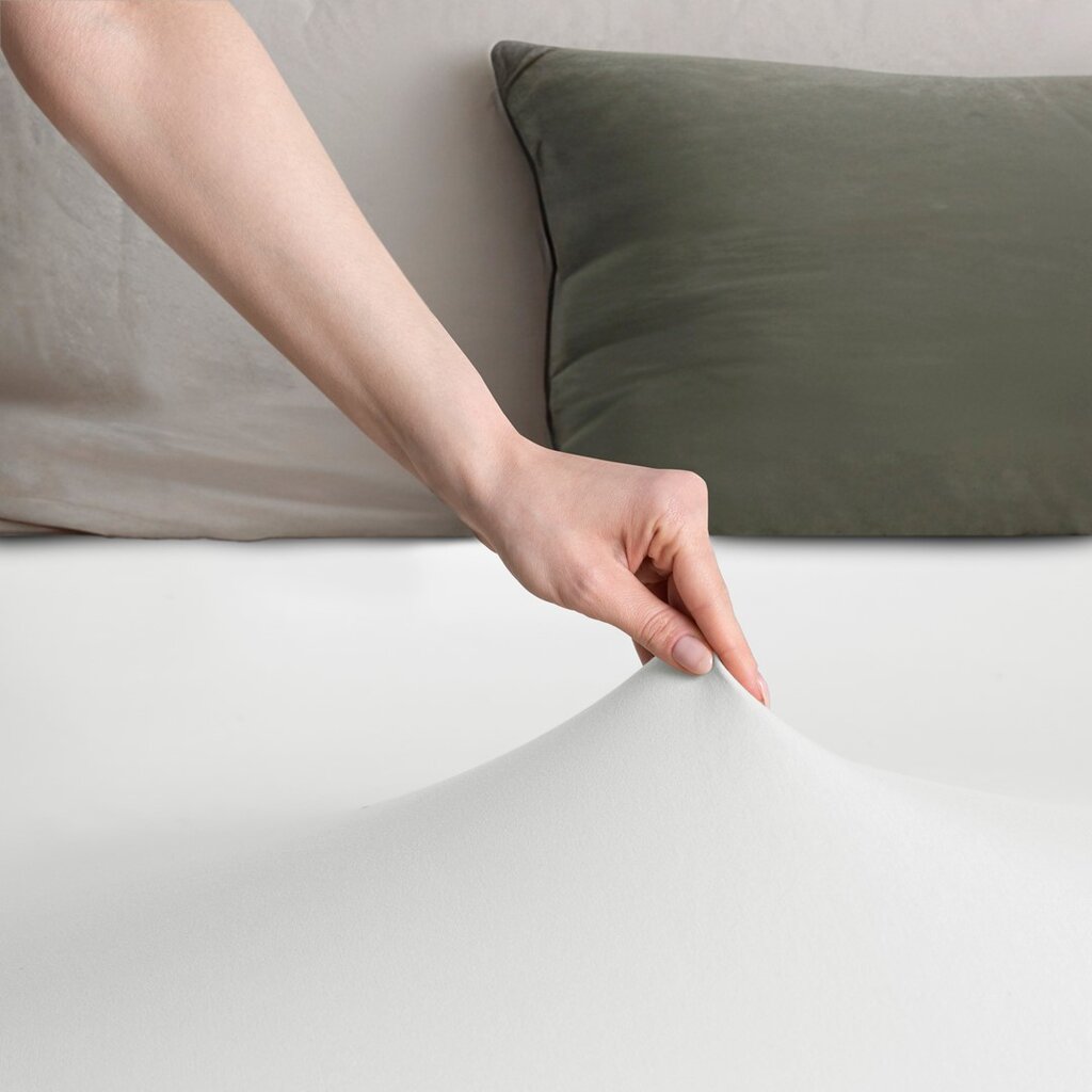DecoKing jersey Amber White matrača palags ar gumiju, 140x200 cm cena un informācija | Palagi | 220.lv