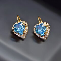 Auskari "Okeāna Sirds (Aquamarine Blue)" ar Swarovski™ kristāliem цена и информация | Серьги | 220.lv